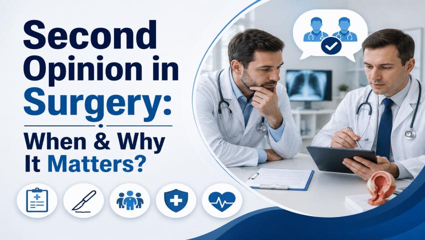 Doctors discussing a second opinion in surgery to review diagnosis, treatment options, and surgical planning